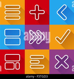 Icone a forma di freccia con icone e la direzione di movimento Illustrazione Vettoriale