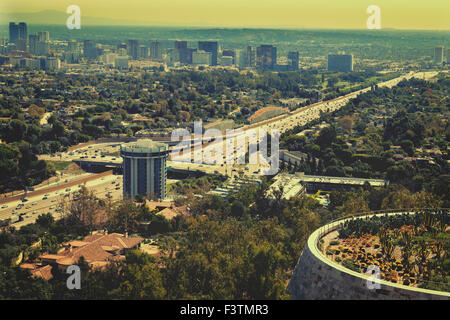 Interstate .405 Sud competiva dal Getty Center di Los Angeles California USA Foto Stock