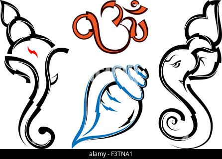Ganesha insieme di raccolta arte vettoriale Illustrazione Vettoriale