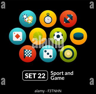 Piatto set di icone 22 - sport e gioco collezione Illustrazione Vettoriale