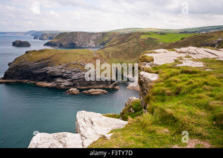 Il robusto litorale della Cornovaglia visto da di Tintagel Cornwall Inghilterra REGNO UNITO Foto Stock