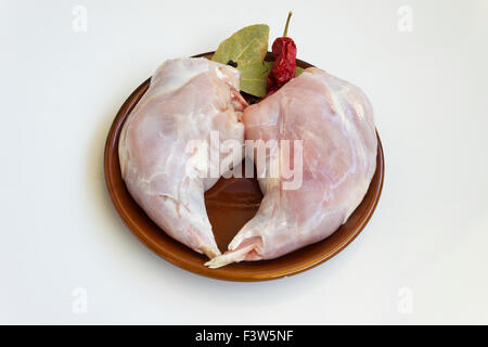 Carni di coniglio pronto a preparare Foto Stock