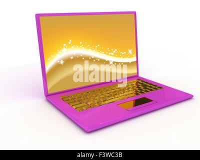 Notebook portatile su sfondo bianco Foto Stock