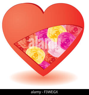 Cuore tagliato con rose all'interno Foto Stock