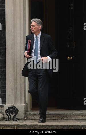 Londra, UK, 13 ottobre 2015. Segretario di Stato per gli affari esteri Philip Hammond visto al 10 di Downing Street a Londra Foto Stock