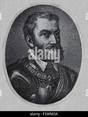 Carlo I di Spagna e V di Germania (1500-1558). Ritratto. Incisione. Xix secolo. Foto Stock