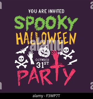 Spooky Halloween party design poster. Happy Halloween! Illustrazione Vettoriale Illustrazione Vettoriale