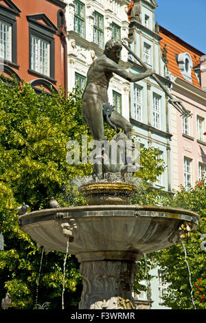 Fontana di Nettuno a Danzica, Polonia Foto Stock