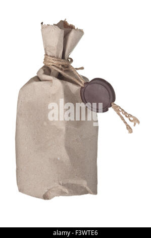 Pacco avvolto con un sigillo di cera Foto Stock