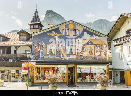 Case nel centro di Oberammergau Foto Stock