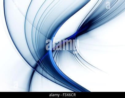 Abstract blue stream, linee ondulate su bianco Foto Stock