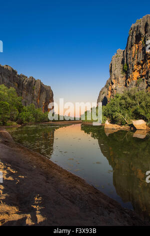 Windjana Gorge di sunrise. Il Kimberley, Australia occidentale Foto Stock