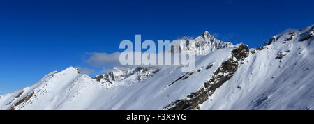 In inverno la neve, Rimpfischhorn mountain, Zermatt ski resort, il Cantone del Vallese, Pennine, Svizzera meridionale, Europa. Foto Stock