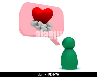 Cuore nel discorso bolla Foto Stock