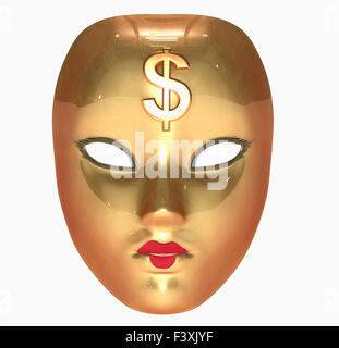 3d reso illustrazione di una maschera d'oro Foto Stock