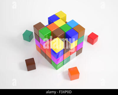 Molti piccoli cubetti la costruzione di un grande cubo Foto Stock