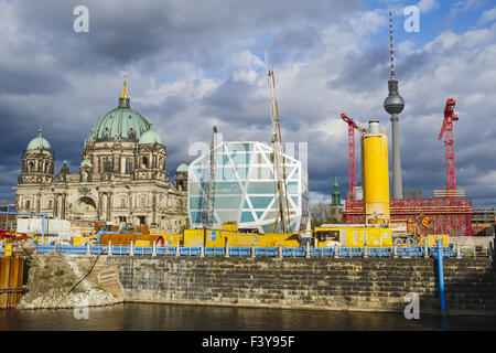 Sito di costruzione del palazzo di Berlino, Berlino, Germania Foto Stock