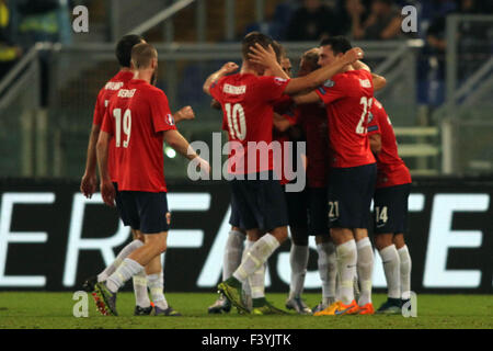 Roma, Italia , Olimpyc Stadium 13 ottobre 2015. Calcio: Qualifica Europea Francia 2016 : Gruppo h, Italia vs Norvegia Italia a vincere il match, punteggio Tettey (NOR) Florenzi (ita) Pellè (ita) (foto: Marco Iacobucci/Alamy live news) Foto Stock