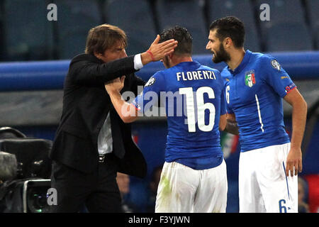 Roma, Italia , Olimpyc Stadium 13 ottobre 2015. Calcio: Qualifica Europea Francia 2016 : Gruppo h, Italia vs Norvegia Italia a vincere il match, punteggio Tettey (NOR) Florenzi (ita) Pellè (ita) (foto: Marco Iacobucci/Alamy live news) Foto Stock