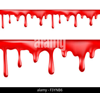 Rosso sangue gocciola modelli senza giunture Foto Stock