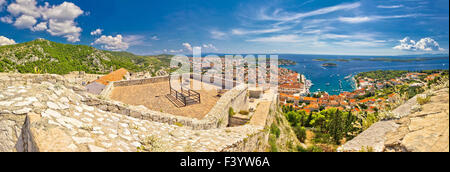 Isola di Hvar panoramica vista aerea Foto Stock