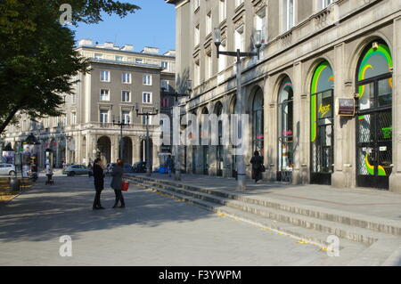 Nowa Huta, Cracovia. Ex simbolo del comunismo in Polonia. Plac Centralny, ora Ronald Regan Square. Architettura stalinista. Foto Stock