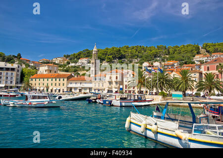 Famoso Hvar palm vista fronte mare Foto Stock