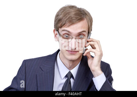 Imprenditore parlando al telefono Foto Stock