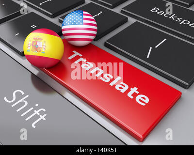 3d traduzione pulsante sulla tastiera del computer. Foto Stock