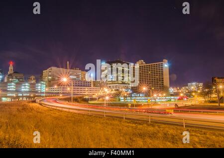 Centro di Hartford Connecticut al crepuscolo Foto Stock