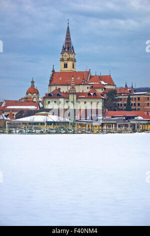 Marija Bistrica chiesa vista invernale Foto Stock