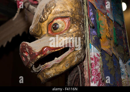 India, Jammu e Kashmir, Ladakh Leh Palace Royal, Santuario, Mahakala, animale cham danza, teschu buddista festival maschera Foto Stock