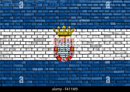 Bandiera di Jerez dipinta su un muro di mattoni Foto Stock