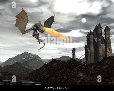 Dragon scenario - 3D render Foto Stock