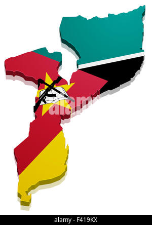 Mappa di Mozambico Foto Stock