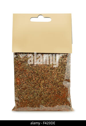 Pack di spezie e erbe mix isolato su bianco Foto Stock
