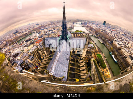 Vista di Parigi dalla cattedrale di Notre Dame, Francia Foto Stock