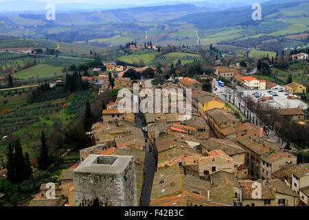 La città delle belle torri di San Gimignano, Italia Foto Stock