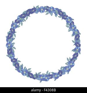 Blu bordo floreale realizzato con fiori di campo Illustrazione Vettoriale