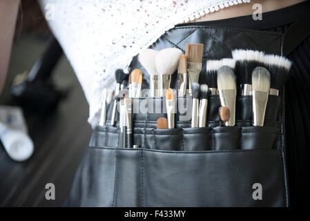 Trucco pennello dell'artista, custodia, close-up Foto Stock