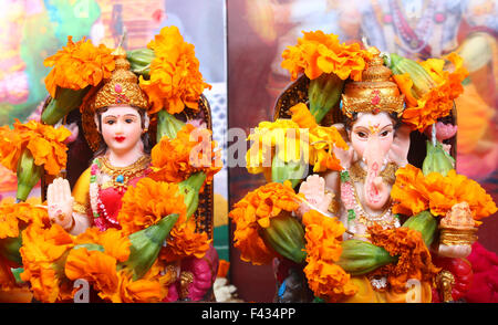 Dea Lakshmi e signore Ganesha Foto Stock