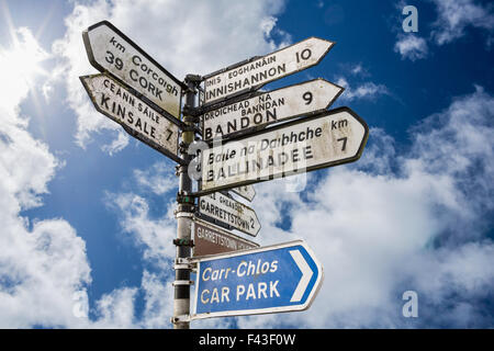 Seguire le indicazioni per località in Cork in Irlanda Foto Stock