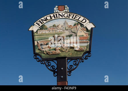 Finchingfield Essex village sign UK HOMER SYKES Foto Stock