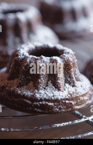 Cioccolato Bundt mini torta sulla griglia per dolci Foto Stock