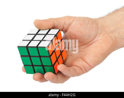 Cubo puzzle in mano Foto Stock