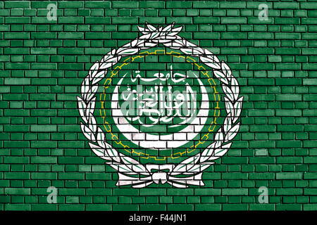 Bandiera della Lega Araba dipinta su un muro di mattoni Foto Stock