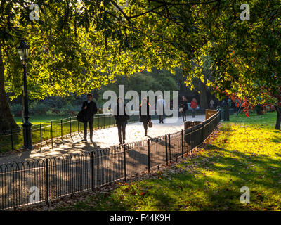 Ombre lunghe in autunno a St James Park nel centro di Londra Foto Stock