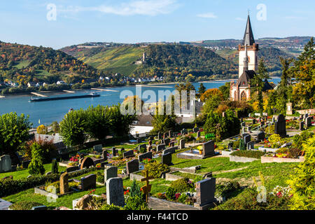 Il villaggio del vino Lorch, nella valle del Reno superiore e centrale, Germania, il cimitero Foto Stock