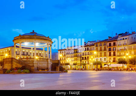 Bandstand in Plaza del Castillo, Pamplona, Navarra, Spagna Foto Stock