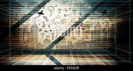 Immagine composita del paesaggio urbano con un brainstorming Foto Stock